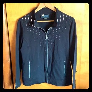 Black zip up mock neck jacket